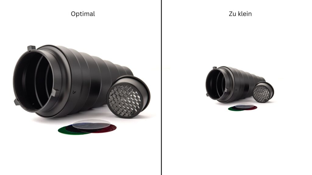 Vergleich eines Amazon-Hauptbilds: links optimale Bildausfüllung, rechts Produkt zu klein im Bild